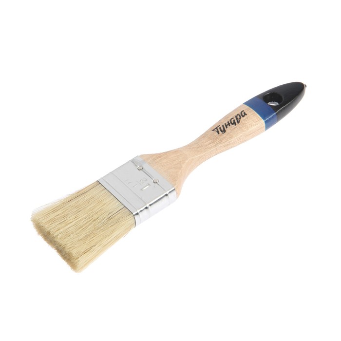 Кисть плоская TUNDRA comfort, натуральная щетина, деревянная ручка 1,5" (38 мм)