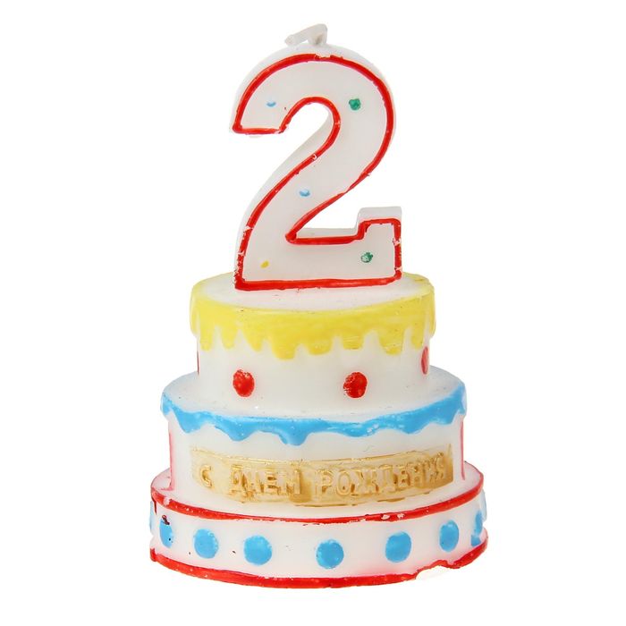 Свеча-цифра в форме торта "2"