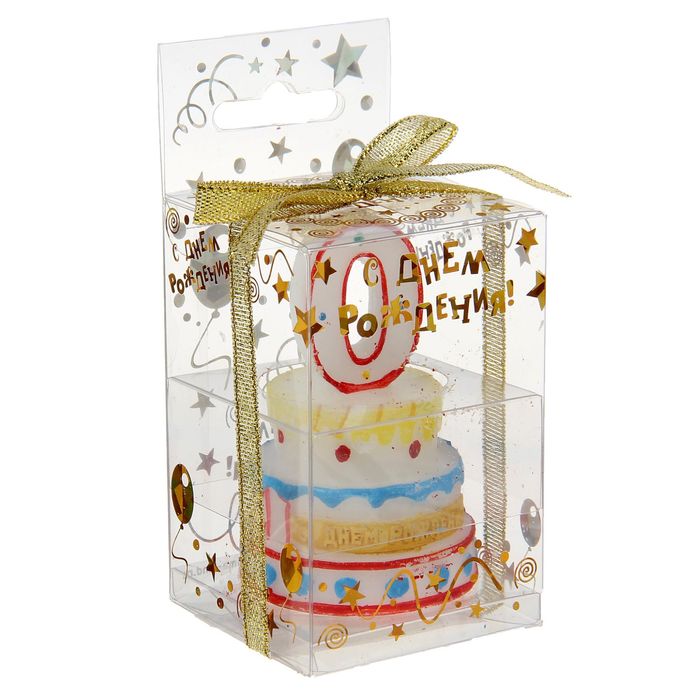 Свеча-цифра в форме торта "0"