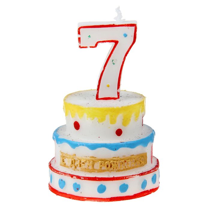 Свеча-цифра в форме торта "7"