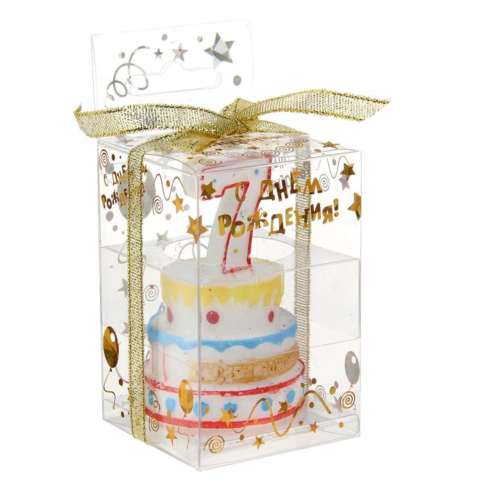 Свеча-цифра в форме торта "7"