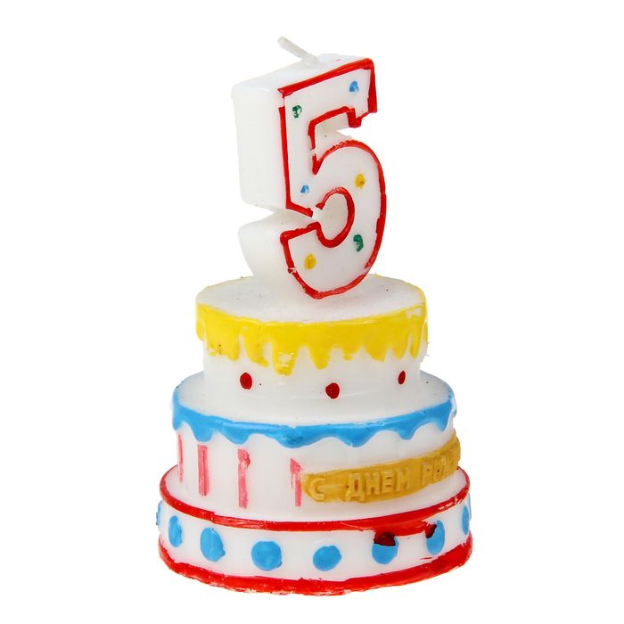 Свеча-цифра в форме торта "5"