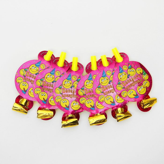 Язычок-кругляш "Весёлого праздника", набор 6 шт., голография, d=7 см