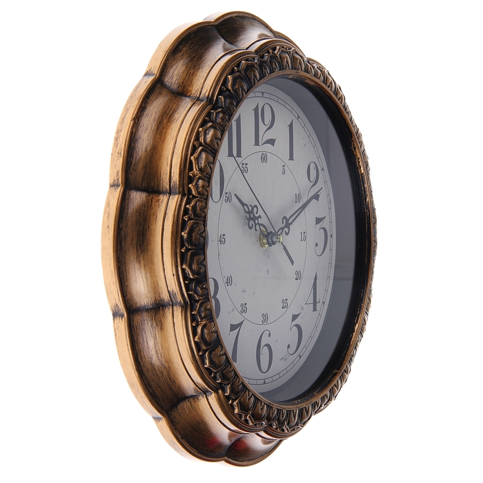 Часы настенные круглые "Цветок", d=30 см, под бронзу