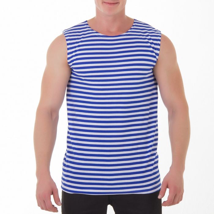 Майка мужская (тельняшка), цвет синий, размер 54