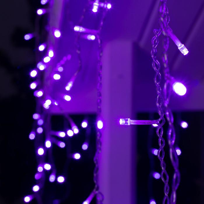 Гирлянда "Бахрома" 4 х 0.6 м , IP44, прозрачная нить, 180 LED, свечение фиолетовое, 8 режимов, 220 В