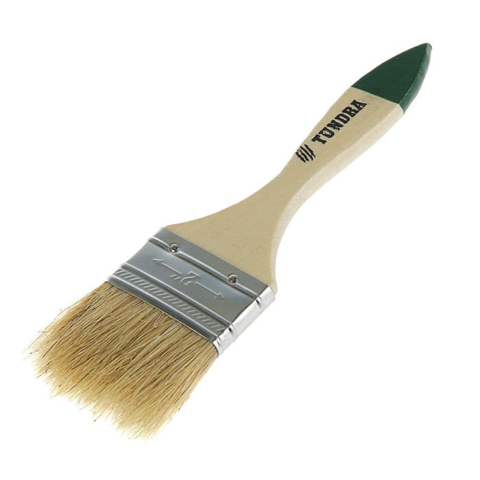 Кисть плоская TUNDRA basic, натуральная щетина, деревянная ручка 2" (50 мм)