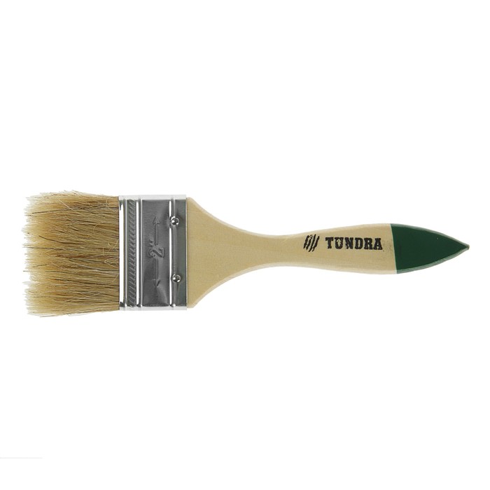 Кисть плоская TUNDRA basic, натуральная щетина, деревянная ручка 2" (50 мм)
