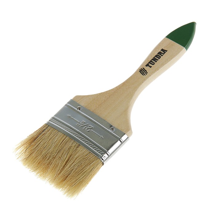 Кисть плоская TUNDRA basic, натуральная щетина, деревянная ручка 2,5" (63 мм)