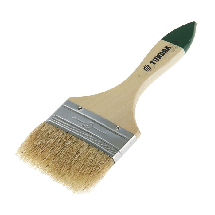 Кисть плоская TUNDRA basic, натуральная щетина, деревянная ручка 3" (75 мм)