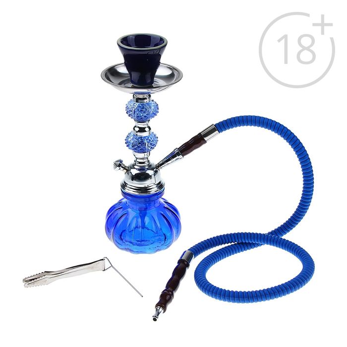 Кальян Le ciel, 24 см, 1 трубка, колба-тыква синяя, шахта хром