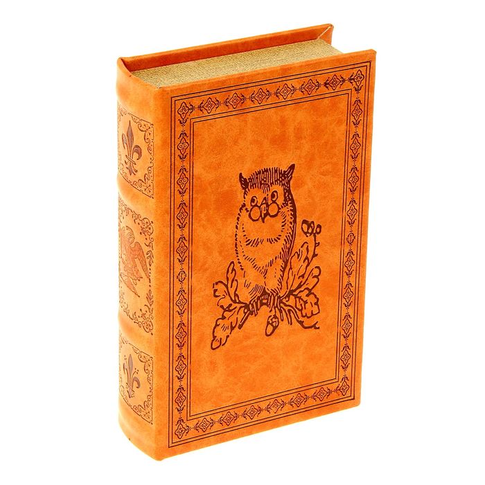Шкатулка "Учёная сова" кожа с тиснением