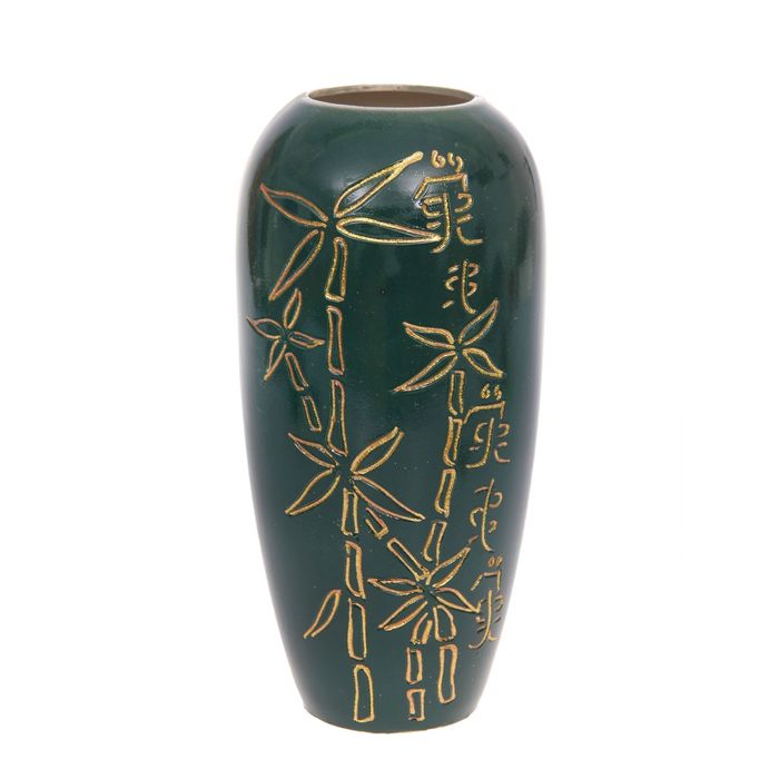 Ваза "Аурика" большая, бамбук, глазурь, зелёная