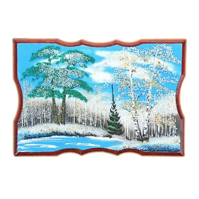 Картина "Зима" прямоугольная, каменная крошка