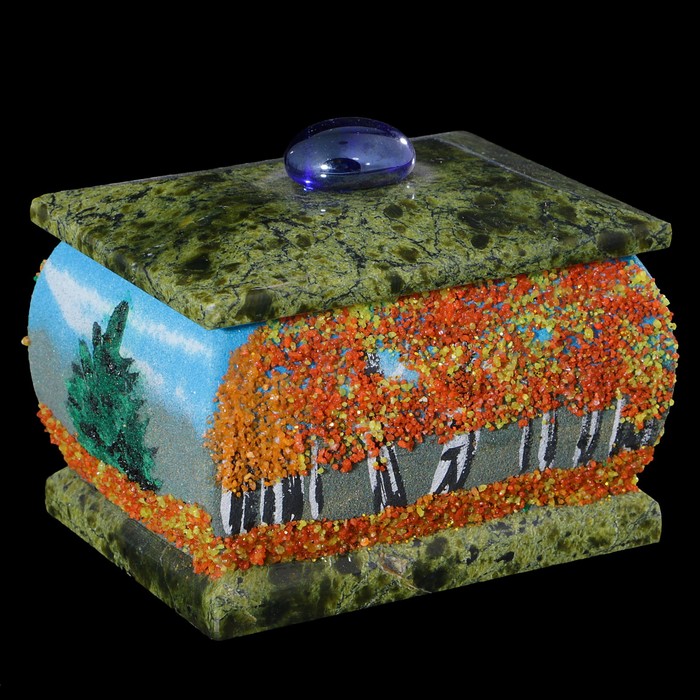 Шкатулка "Осень" 6х8 см, каменная крошка, серпент