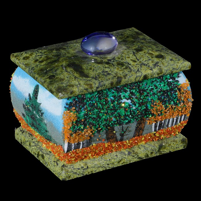 Шкатулка "Осень" 6х8 см, каменная крошка, серпент