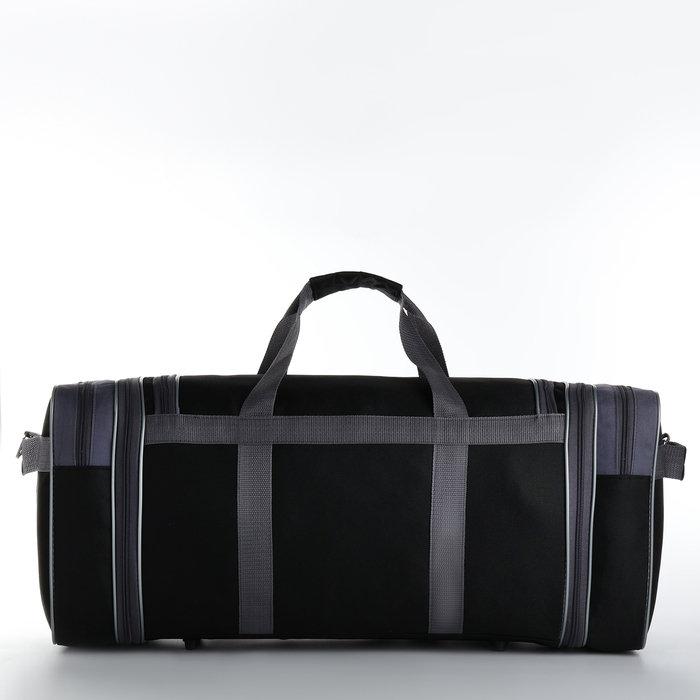 Сумка дорожная на молнии, трансформер, 1 отдел, 3 наружных кармана, длинный ремень, чёрный/серый