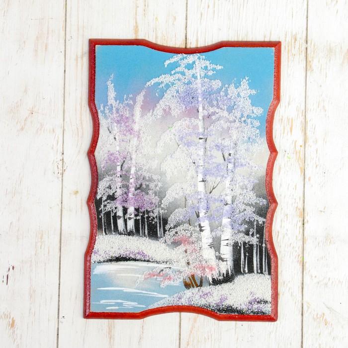 Панно "Облачко прямоугольное. Зима", каменная крошка