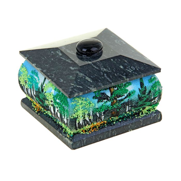 Шкатулка "Лето" 7х7 см 112240 змеевик