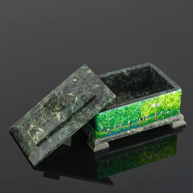 

Шкатулка c двойной крышкой "Лето", 10х15х9,5 см, каменная крошка, змеевик