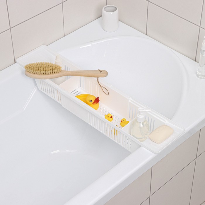 Полка на ванну Toys, 57-89 см, цвет снежно-белый полка idea на ванну 69×30×6 см цвет белый