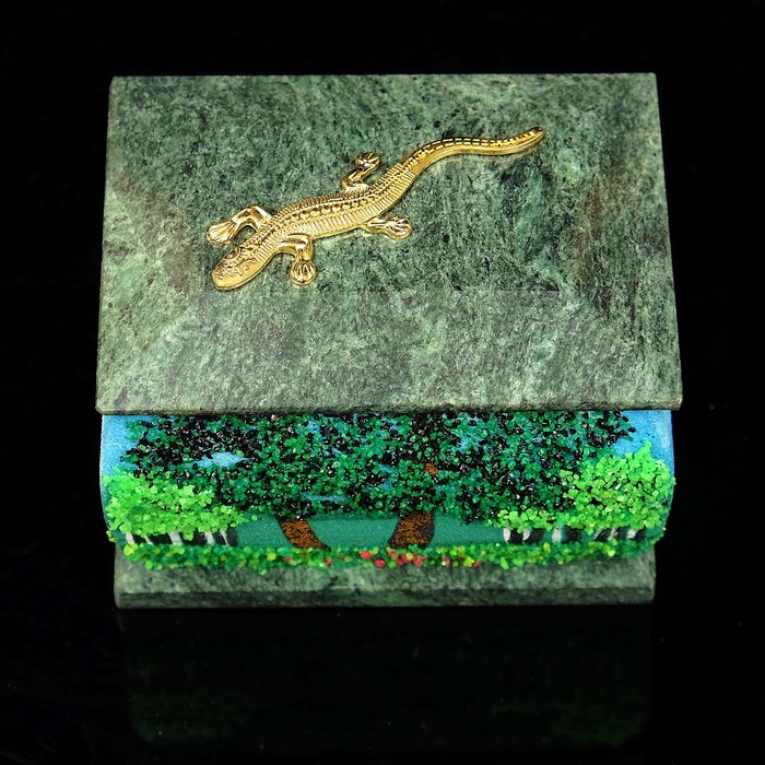 Шкатулка "Лето" с рисунком и ящеркой