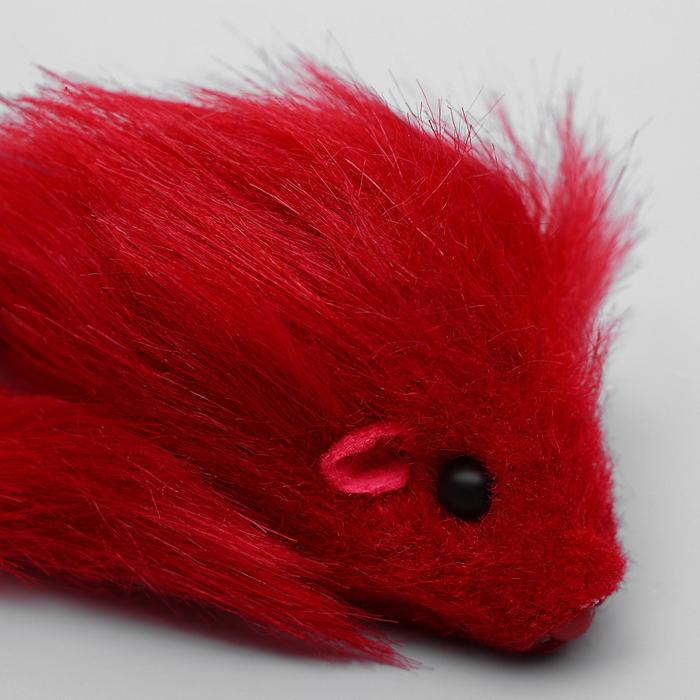 Мышь меховая однотонная 6,5 см, микс цветов