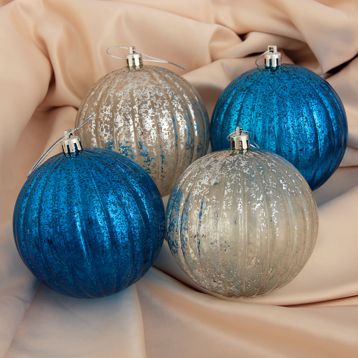 Новогодние шары "Бело-синий Орфей" (набор 4 шт.)