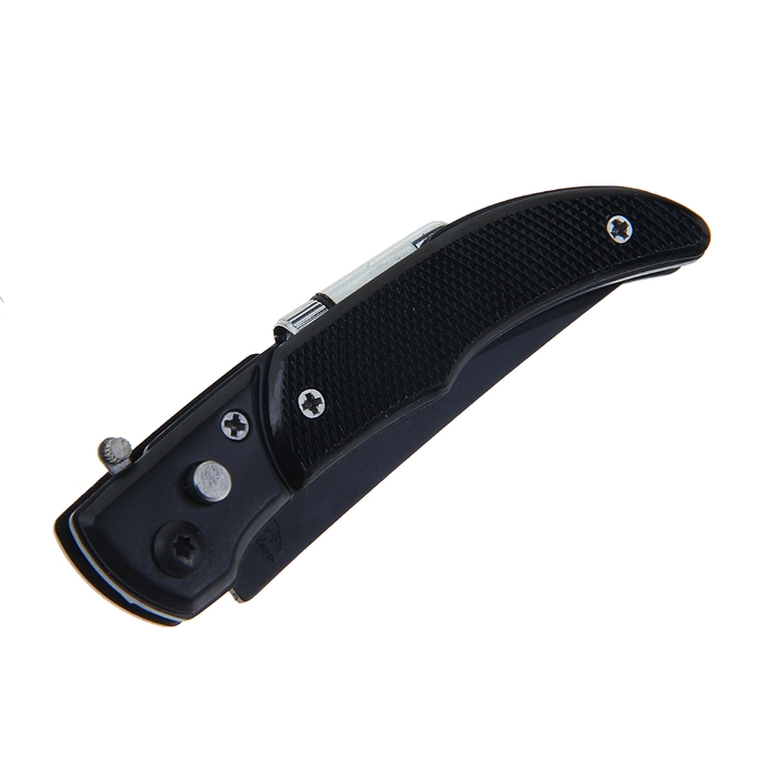 Нож складной автоматический с фонариком, рукоять чёрная