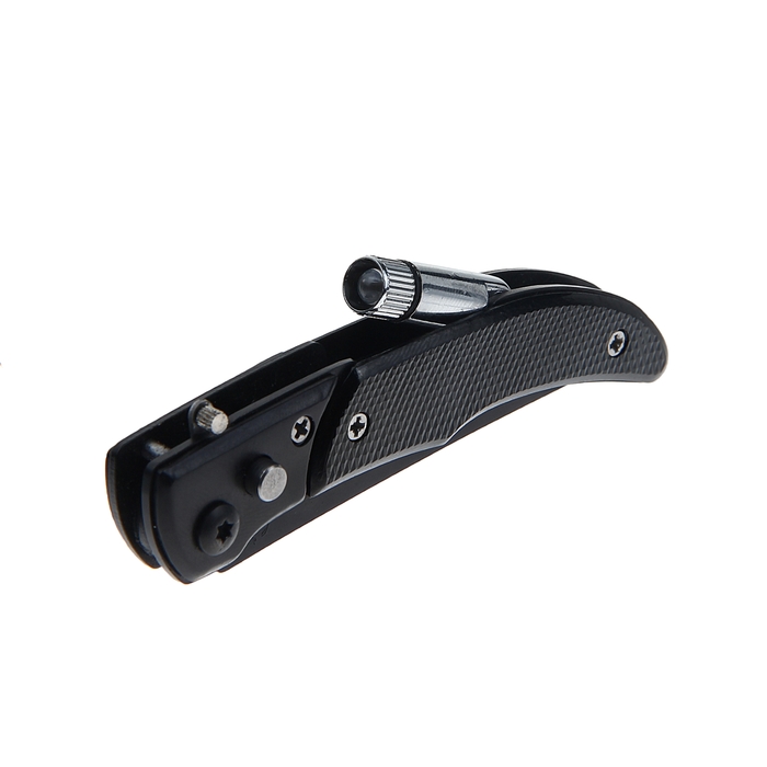 Нож складной автоматический с фонариком, рукоять чёрная