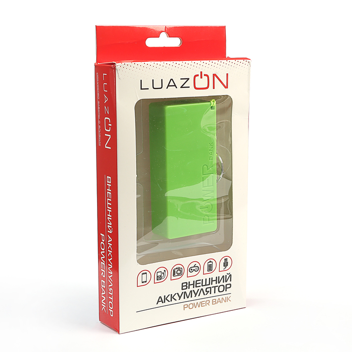 Внешний аккумулятор LuazON, Power bank, 1 USB, 3200 мAч, микс