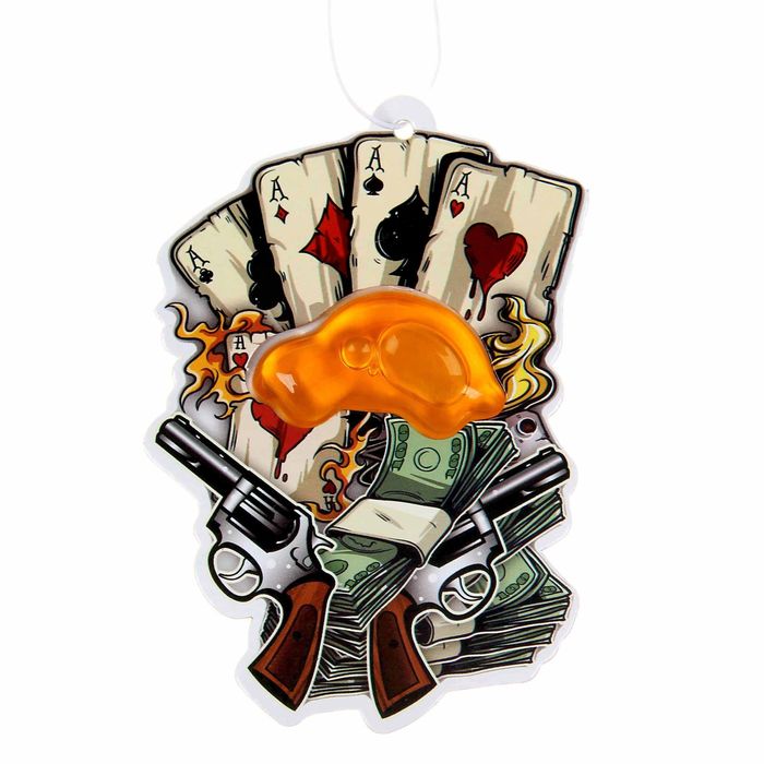 Ароматизатор в авто подвесной "Карты, деньги",тропический закат