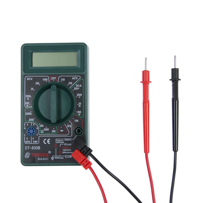 Мультиметр TUNDRA basic, цифровой DT-830B (без батарейки)