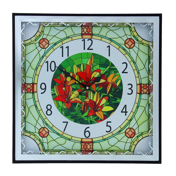 Настенные часы-картина "Цветная паутина", 37 × 37 см, зеркальная рама, микс