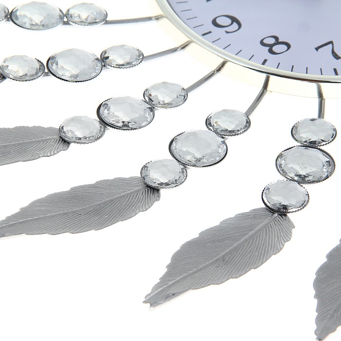 Часы настенные интерьерные "Серия Ажур. Серебряные перья", d=39 см