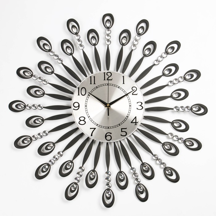 Часы настенные интерьерные "Серия Ажур. Мерцание", d=60 см, чёрные, циферблат белый