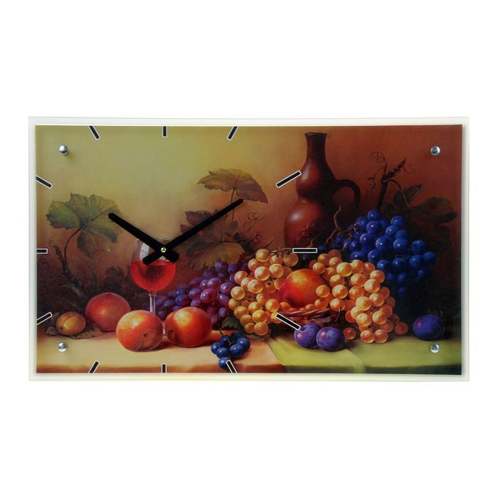 Часы настенные прямоугольные "Фрукты и вино", 35х60 см