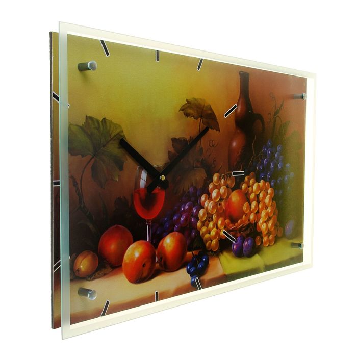 Часы настенные прямоугольные "Фрукты и вино", 35х60 см