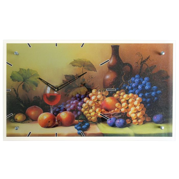 Часы настенные прямоугольные "Фрукты и вино", 35х60 см