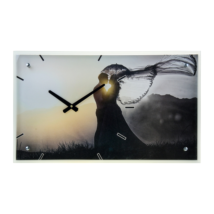 Часы настенные прямоугольные "Влюбленные на закате", 35х60 см