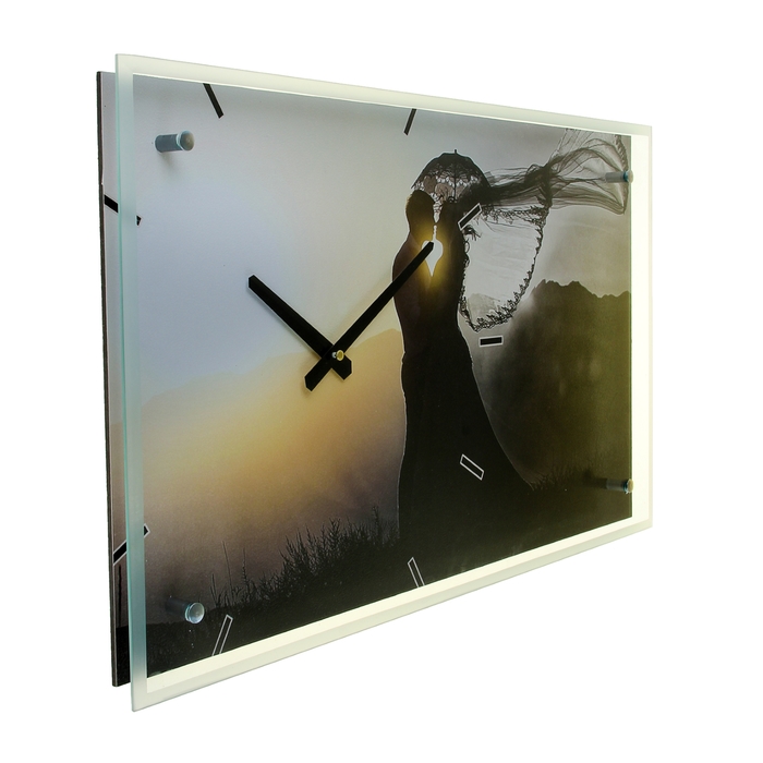 Часы настенные прямоугольные "Влюбленные на закате", 35х60 см