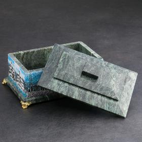 

Шкатулка "Зима" с двойной крышкой на бронзовых ножках, каменная крошка