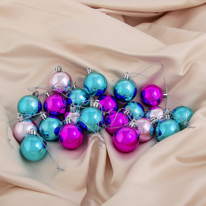 Новогодние шары "Розово-синяя звезда" (набор 21 шт.)