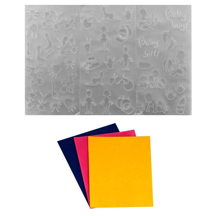 Набор для творчества трафареты 3 вида + бархатная бумага 3 листа "Человечки"