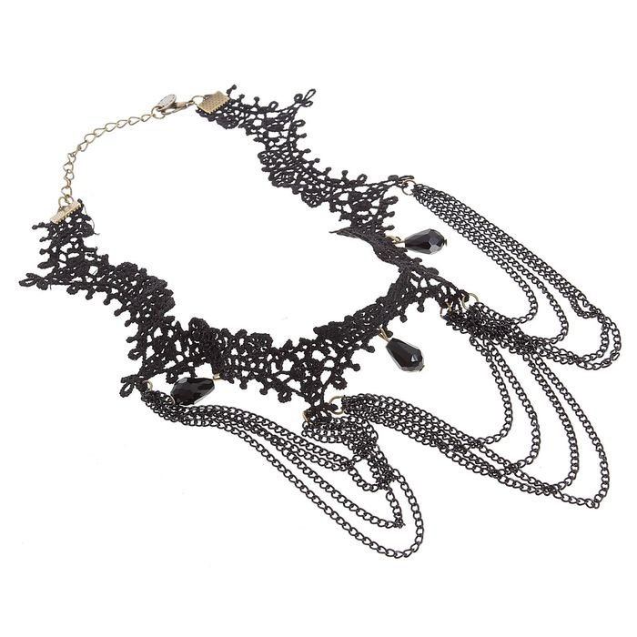 Чокер "Александрия" каскад цепочек, цвет чёрный