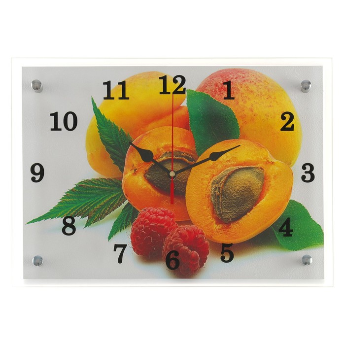 Часы настенные прямоугольные "Абрикосы", 25х35 см микс