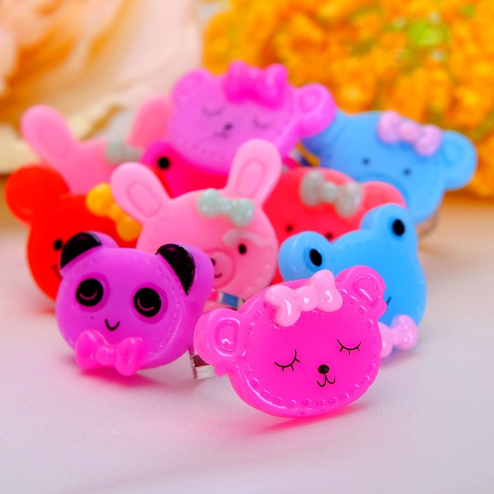 Кольцо детское "Выбражулька" зверята, цвет МИКС, безразмерное, форма МИКС