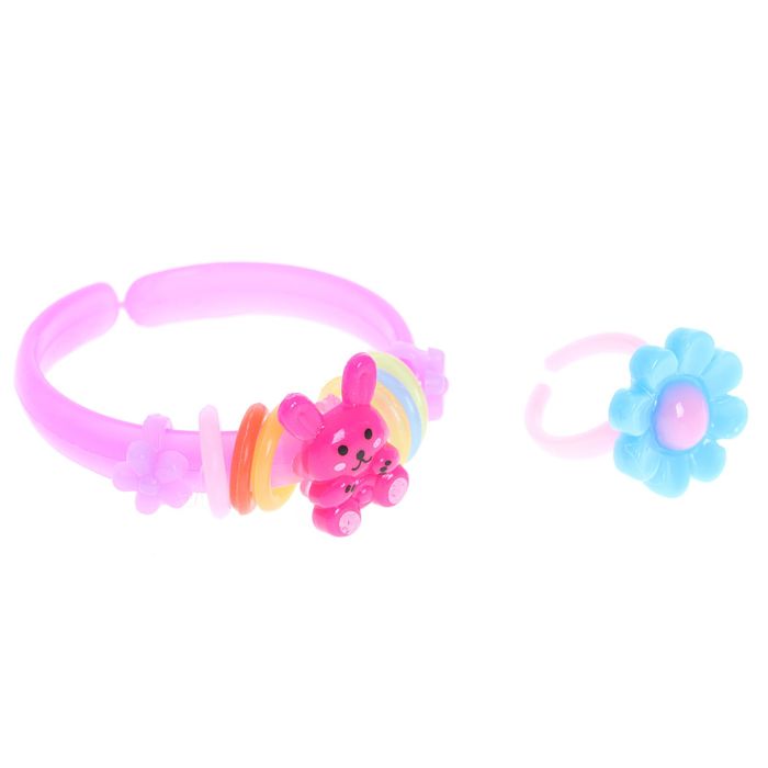 Набор детский "Выбражулька" 2 предмета: браслет, кольцо, ассорти, цвет МИКС