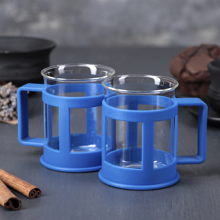 Набор кружек 200 мл "Классика", 2 шт, цвет синий