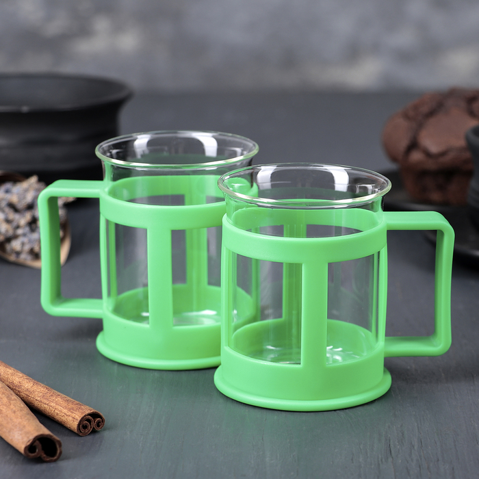 Набор кружек 200 мл "Классика", 2 шт, цвет зеленый